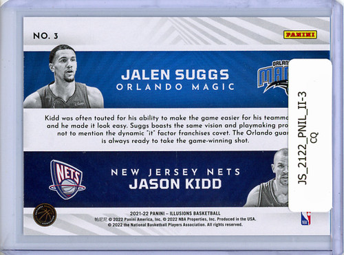 Jalen Suggs, Jason Kidd 2021-22 Illusions, Rookie Reflections #3 (CQ)