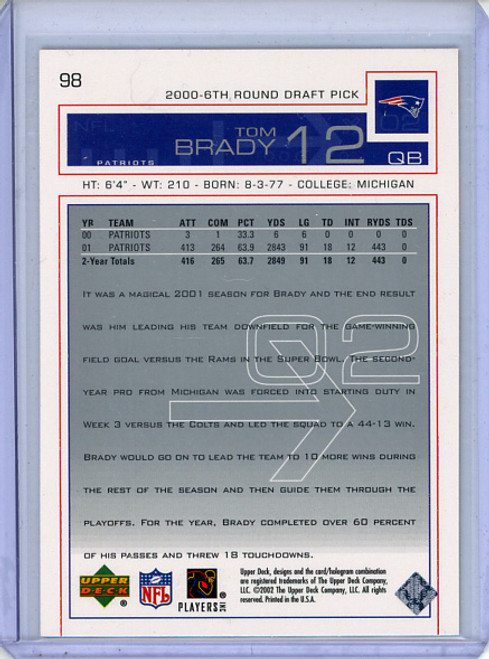 Tom Brady 2002 Upper Deck #98 (3) (CQ)