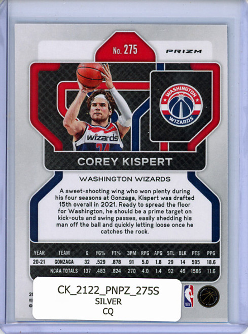 Corey Kispert 2021-22 Prizm #275 Silver (CQ)
