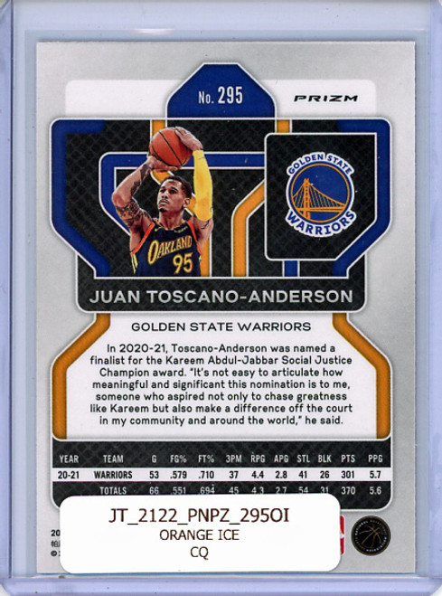 Juan Toscano-Anderson 2021-22 Prizm #295 Orange Ice (CQ)