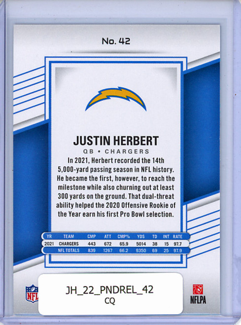 Justin Herbert 2022 Donruss Elite #42 (CQ)