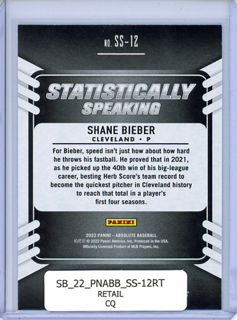 Shane Bieber 2022 Absolute, Statistically Speaking #SS-12 Retail (CQ)