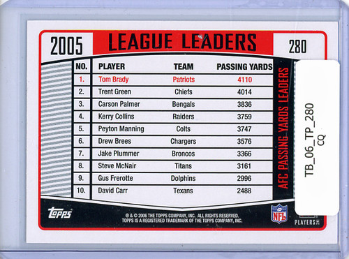 Tom Brady 2006 Topps #280 League Leaders (CQ)