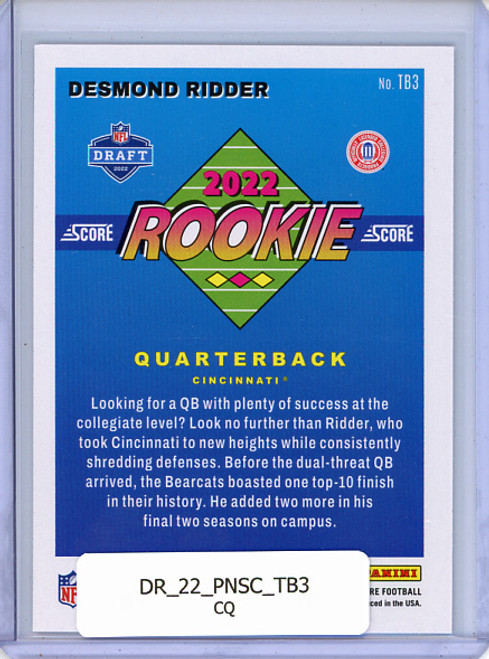 Desmond Ridder 2022 Score, 1992 Throwback Rookies #TB3 (CQ)