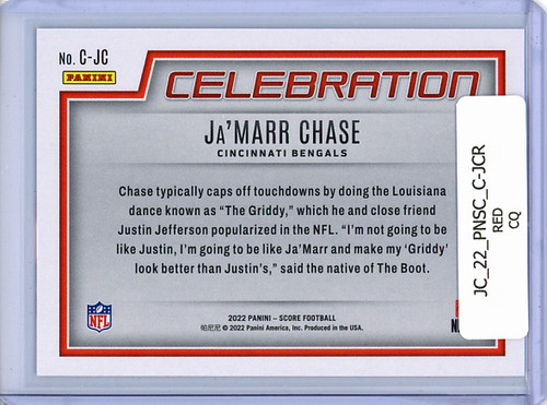 Ja'Marr Chase 2022 Score, Celebration #C-JC Red (CQ)