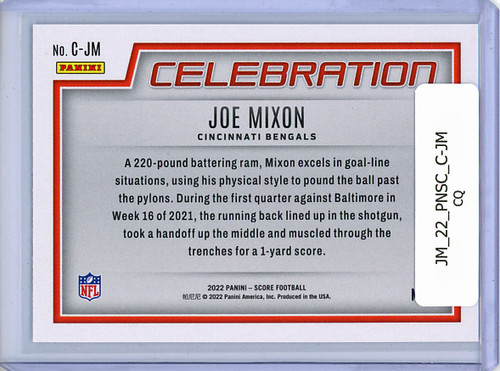 Joe Mixon 2022 Score, Celebration #C-JM (CQ)