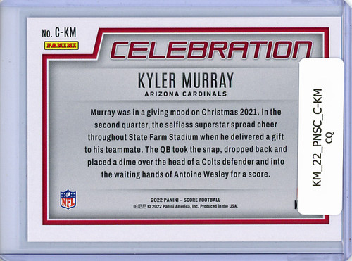 Kyler Murray 2022 Score, Celebration #C-KM (CQ)