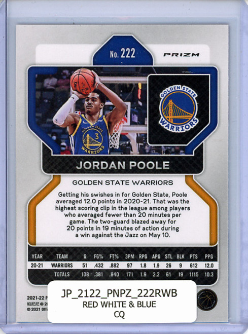 Jordan Poole 2021-22 Prizm #222 Red White & Blue (CQ)