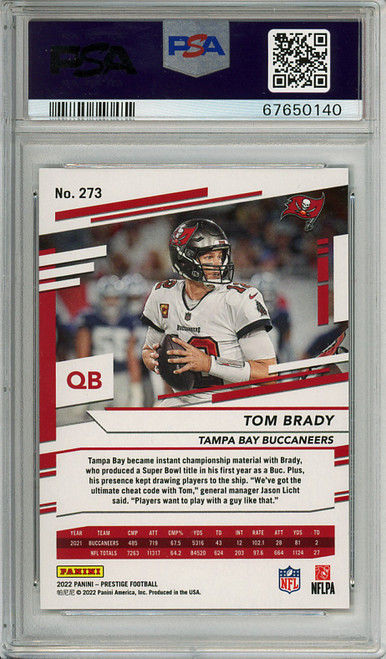 Tom Brady 2022 Prestige #273 Xtra Points Premium Red (#058/449) PSA 10 Gem Mint (#67650140) (CQ)