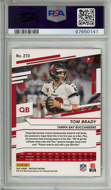 Tom Brady 2022 Prestige #273 Xtra Points Premium Red (#124/449) PSA 10 Gem Mint (#67650141) (CQ)