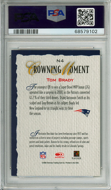 Tom Brady 2002 Donruss Gridiron Kings, National Promos #N4 PSA 8 Near Mint-Mint (#68579102) (CQ)