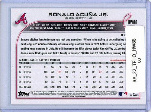 Ronald Acuna Jr. 2022 Topps Holiday #HW88 (CQ)