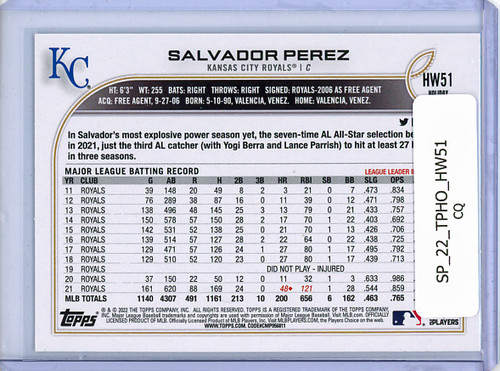 Salvador Perez 2022 Topps Holiday #HW51 (CQ)