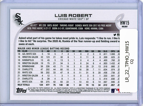 Luis Robert 2022 Topps Holiday #HW15 (CQ)