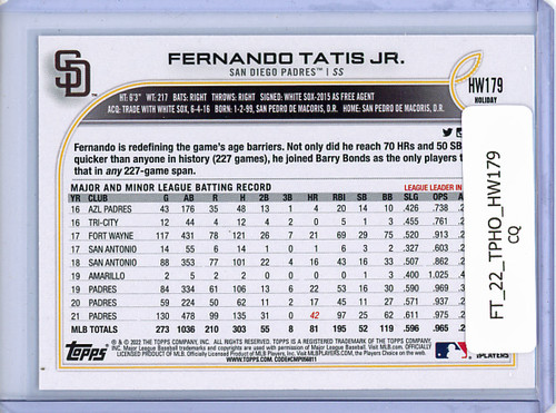 Fernando Tatis Jr. 2022 Topps Holiday #HW179 (CQ)