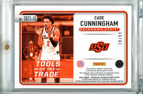 Cade Cunningham 2022-23 Chronicles Draft Picks, Absolute Tools of the Trade #TOTT-15 Blue (#20/99) (CQ)