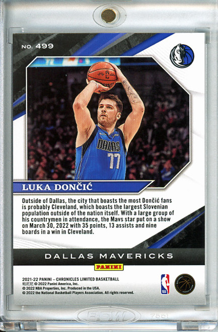 Luka Doncic 2021-22 Chronicles, Limited #499 (#20/99) (CQ)