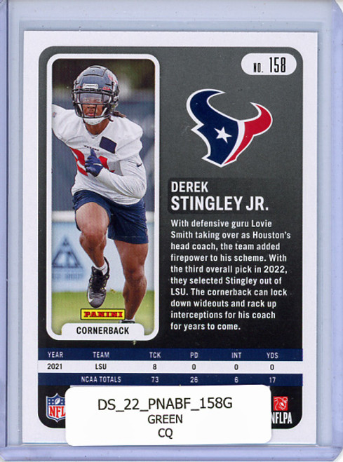 Derek Stingley Jr. 2022 Absolute #158 Green (CQ)