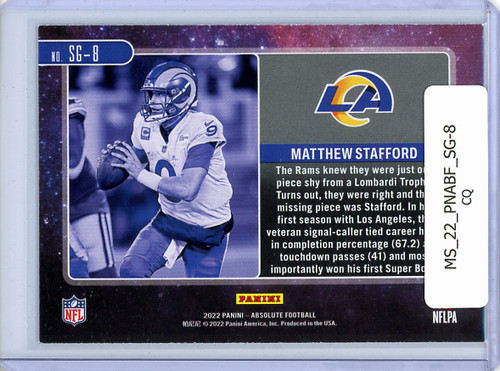 Matthew Stafford 2022 Absolute, Star Gazing #SG-8 (CQ)