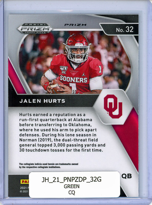 Jalen Hurts 2021 Prizm Draft Picks #32 Green (CQ)