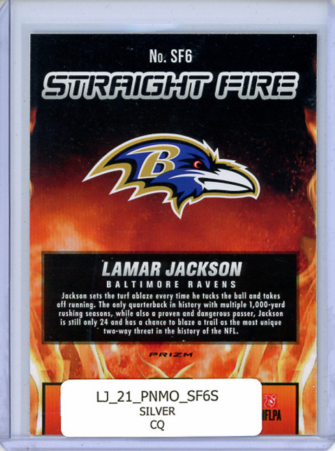 Lamar Jackson 2021 Mosaic, Straight Fire #SF6 Silver (CQ)