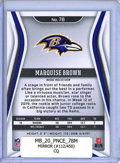 Marquise Brown 2020 Certified #78 Mirror (#112/450) (CQ)