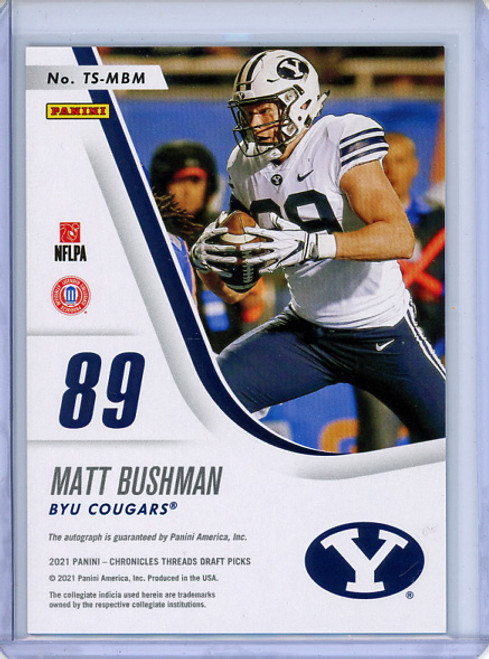 Matt Bushman 2021 Chronicles Draft Picks, Threads Rookie Signatures #TS-MBM Green (1) (CQ)