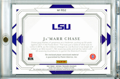 Ja'Marr Chase 2021 National Treasures Collegiate, Rookie Silhouettes #RS2 (#76/99) (CQ)
