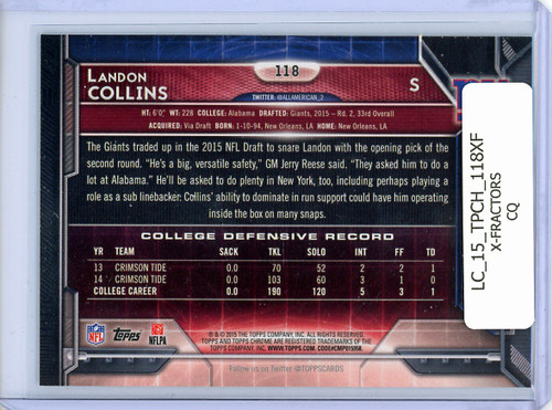 Landon Collins 2015 Topps Chrome #118 X-Fractors (CQ)