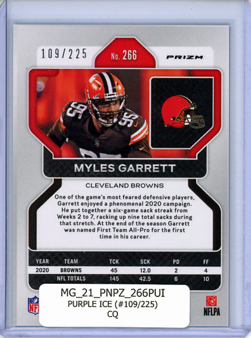 Myles Garrett 2021 Prizm #266 Purple Ice (#109/225) (CQ)