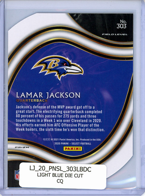 Lamar Jackson 2020 Select #303 Field Level Light Blue Die Cut (CQ)