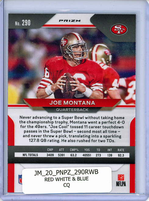 Joe Montana 2020 Prizm #290 Red White & Blue (CQ)