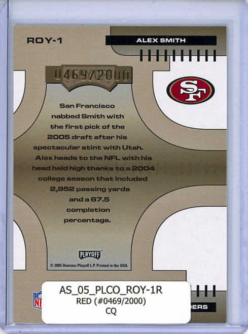Alex Smith 2005 Playoff Contenders, Rookie of the Year Contenders #ROY-1 Red (#0469/2000) (CQ)