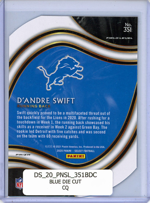 D'Andre Swift 2020 Select #351 Field Level Blue Die Cut (CQ)