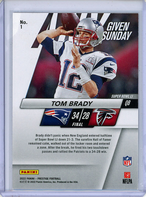 Tom Brady 2022 Prestige, Any Given Sunday #1 Xtra Points Green (#004/249) (CQ)