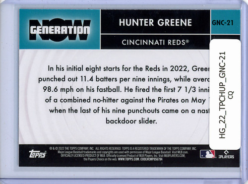 Hunter Greene 2022 Topps Chrome Update, Generation Now #GNC-21 (CQ)