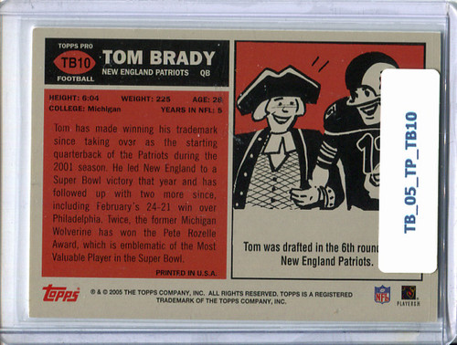 Tom Brady 2005 Topps, Throwbacks #TB10