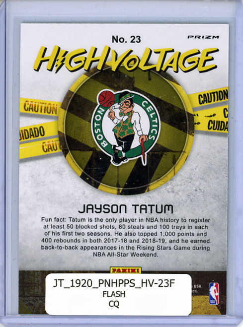 Jayson Tatum 2019-20 Hoops Premium Stock, High Voltage #23 Flash (CQ)