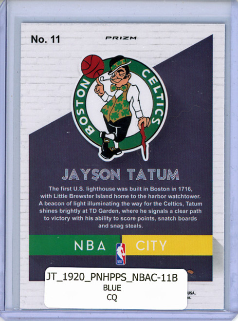 Jayson Tatum 2019-20 Hoops Premium Stock, NBA City #11 Blue (CQ)