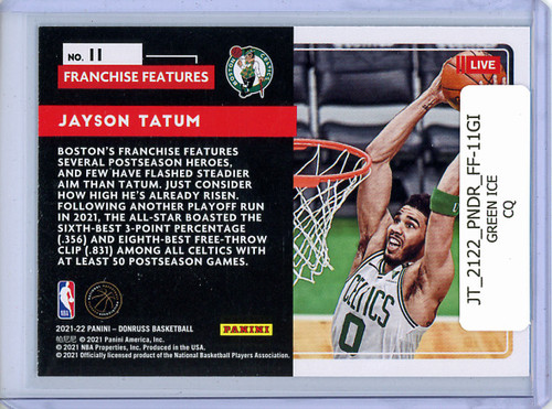 Jayson Tatum 2021-22 Donruss, Franchise Features #11 Green Ice (CQ)