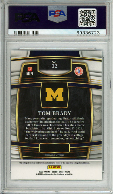 Tom Brady 2022 Select Draft Picks #32 Concourse Blue PSA 9 Mint (#69336723) (CQ)