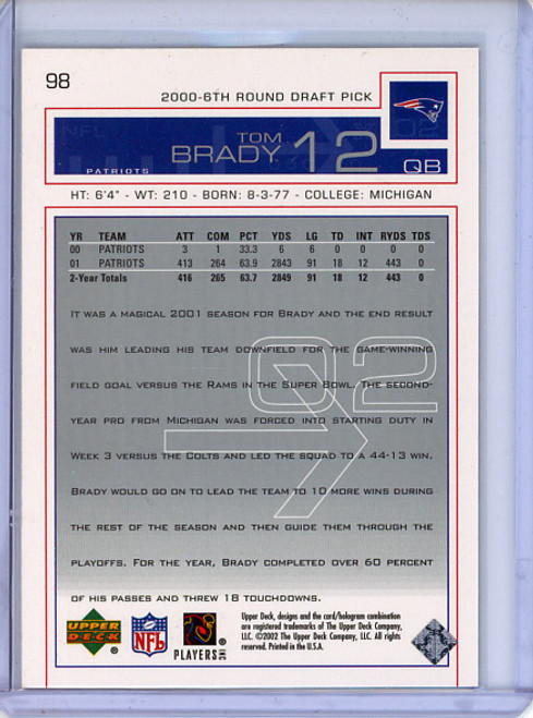 Tom Brady 2002 Upper Deck #98 (4) (CQ)