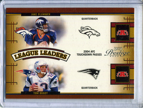 Tom Brady 2005 Prestige, League Leaders #LL-25 with Donovan McNabb, Jake Delhomme, and Jake Plummer