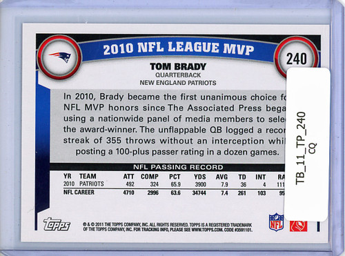 Tom Brady 2011 Topps #240 League MVP (CQ)