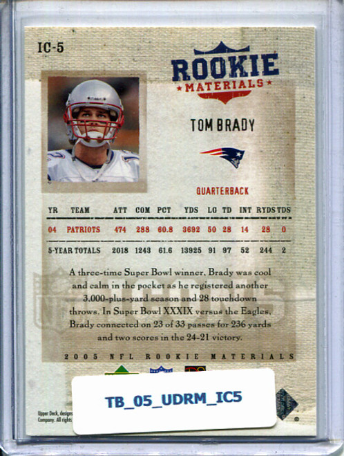 Tom Brady 2005 Upper Deck Rookie Materials, Icons #IC-5