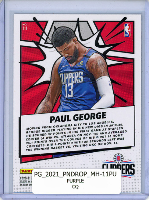 Paul George 2020-21 Donruss Optic, My House #11 Purple (CQ)