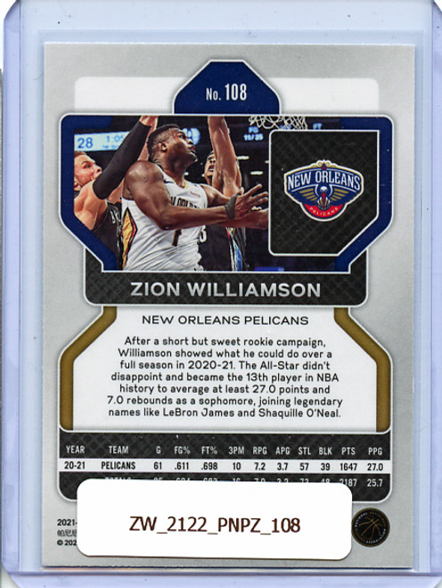Zion Williamson 2021-22 Prizm #108