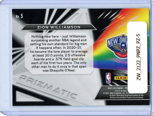Zion Williamson 2021-22 Prizm, Prizmatic #5