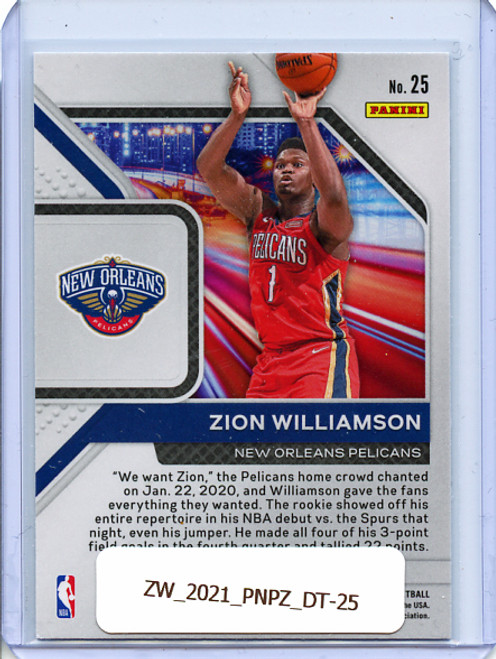 Zion Williamson 2020-21 Prizm, Downtown #25