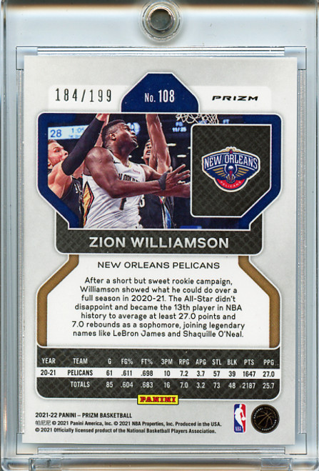 Zion Williamson 2021-22 Prizm #108 Blue (#184/199)